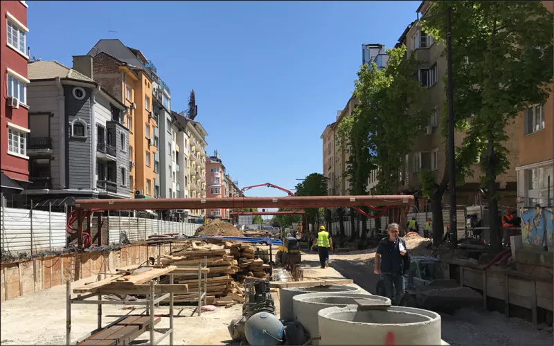 Construction of Metro Sofia streetview